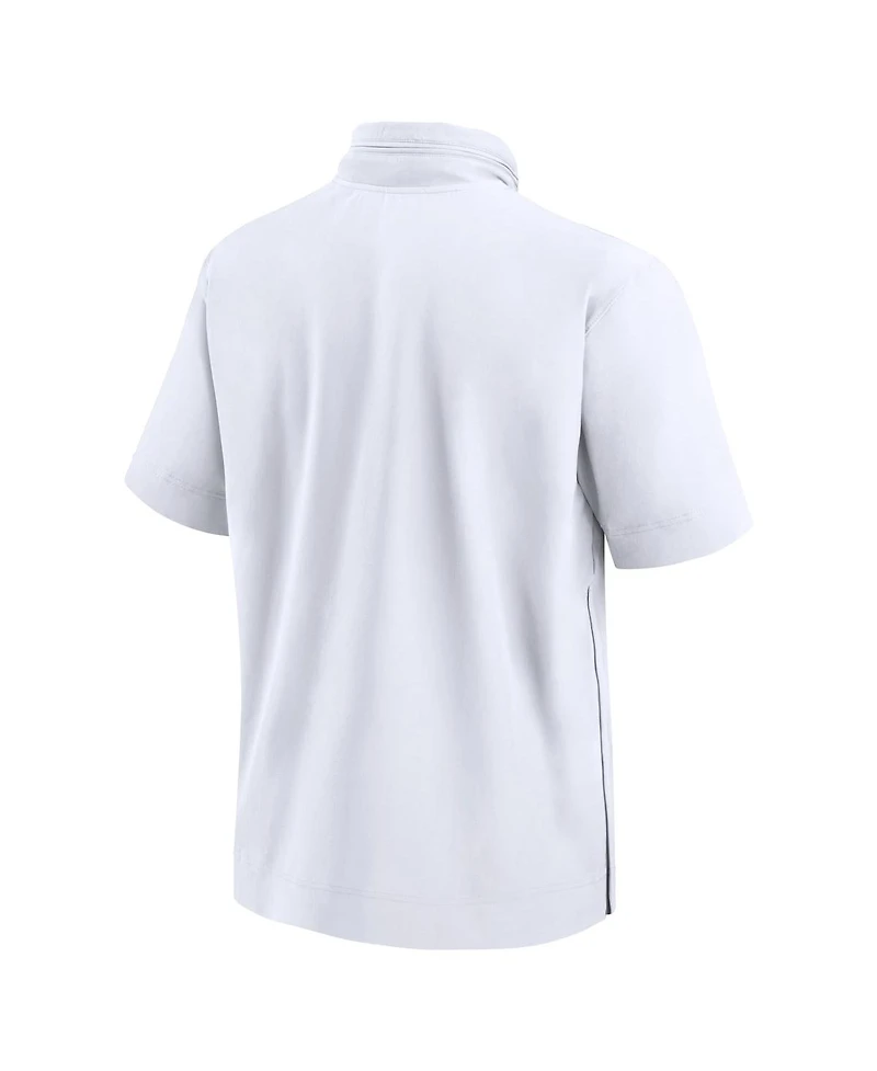 Nike Men's White Lsu Tigers 2024 Sideline Coach Short Sleeve Half-Zip Hoodie Jacket