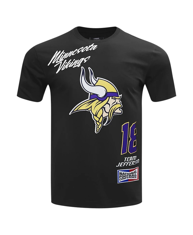 Pro Standard Men's Justin Jefferson Black Minnesota Vikings Fast Lane Name Number Player T-Shirt