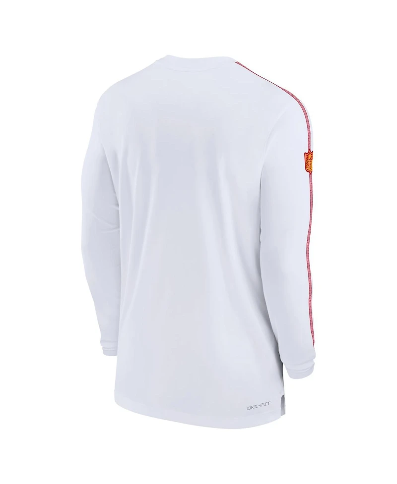 Nike Men's White Kansas City Chiefs Sideline Coach Uv Performance Long Sleeve T-Shirt