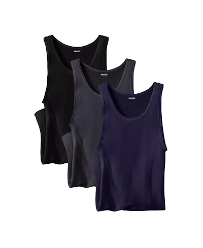 KingSize Men's Ribbed Cotton Tank Undershirt 3-Pack