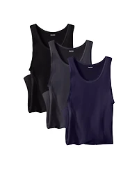 KingSize Men's Ribbed Cotton Tank Undershirt 3-Pack