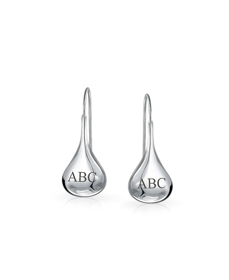Bling Jewelry Simple Plain Puffed Teardrop Pear Shaped Rain Drop Earrings Fishhook Threader Polish Sterling Silver Inch