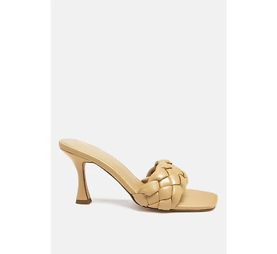 Woven Strap Spool Heel Sandals Women