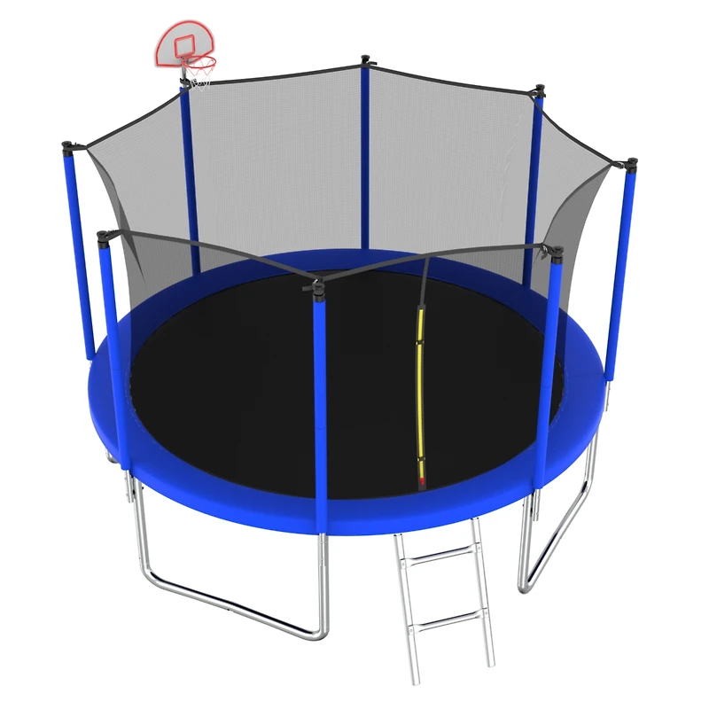 Streamdale Furniture 12FT Trampoline with Safety Enclosure, Basketball Hoop, and Ladder