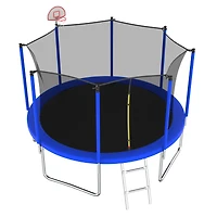 Streamdale Furniture 12FT Trampoline with Safety Enclosure, Basketball Hoop, and Ladder