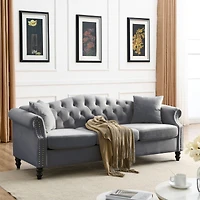 Streamdale Furniture 3-seater + 3-seater Combination sofa.Grey Velvet W834S00064