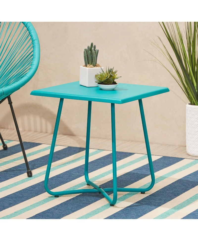 Simplie Fun Modern Steel End Table with X-Shaped Base and Comple