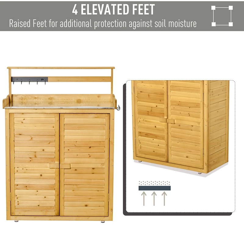Spacious Solid Fir Wood Garden Shed with Shelves and Hooks for Tool Storage