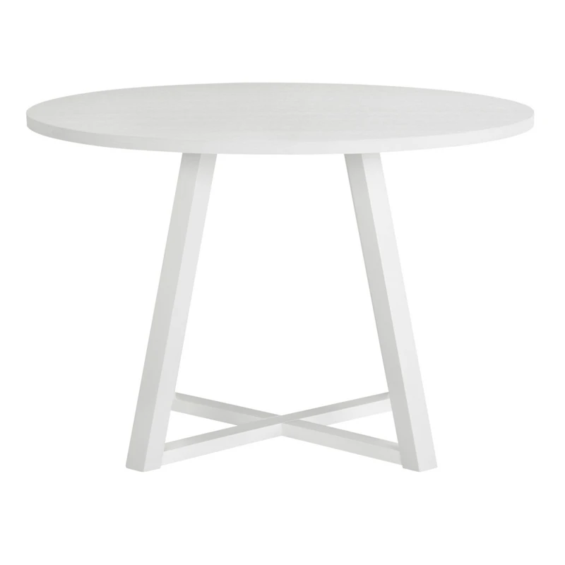 Streamdale Furniture Edo Contemporary Round Dining Table, Trestle Base, White Finish