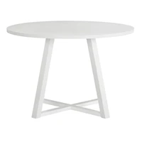 Streamdale Furniture Edo Contemporary Round Dining Table, Trestle Base, White Finish