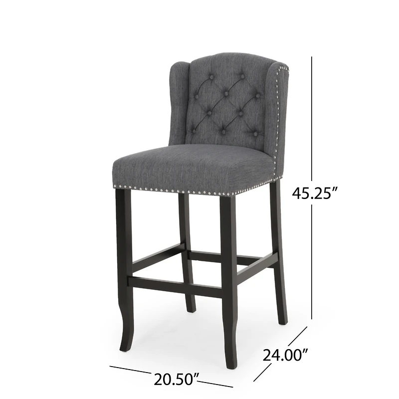 Streamdale Sophisticated Upholstered Button-Tufted Wingback Barstools