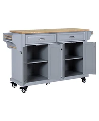 Streamdale Furniture Cambridge Natural Wood Top Kitchen Island with Storage