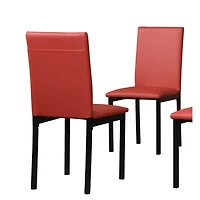 Streamdale Furniture Faux Leather Seat Metal Frame Dining Chairs, Set of 4, Red