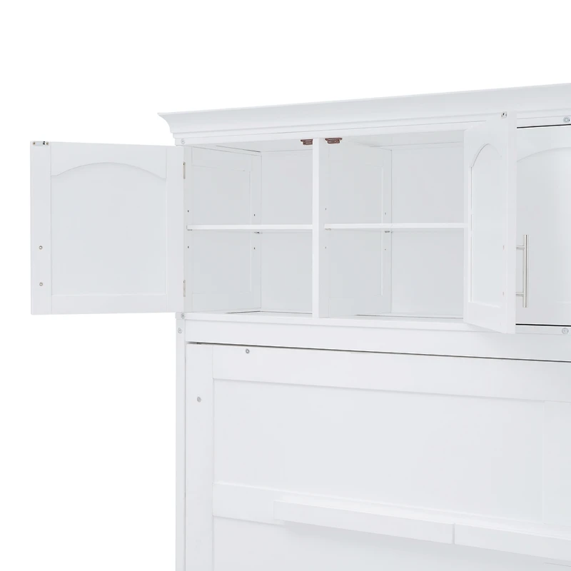 Streamdale Full Size Murphy Bed Wall Bed with Top Cabinets, Gray