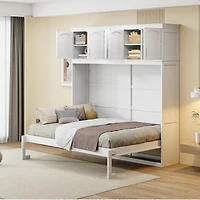 Streamdale Full Size Murphy Bed Wall Bed with Top Cabinets, Gray