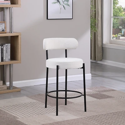 Streamdale Furniture Modern Kitchen Counter Height Bar Stools with Boucle Fabric Curved Back