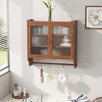Streamdale Vintage Brown Wall Cabinet with Fluted Glass Doors | Assembly Required