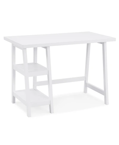 Simplie Fun Contemporary Wood Writing Desk with Storage, White