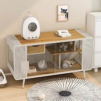 Streamdale Furniture Modern Cat House Spacious & Cozy Oasis with Stylish Iron Frame and Tempered Glass