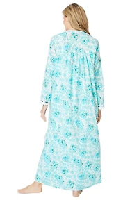 Only Neccessities Plus Size Only Necessities Long 2-Piece Cabbage-Rose Peignoir Set