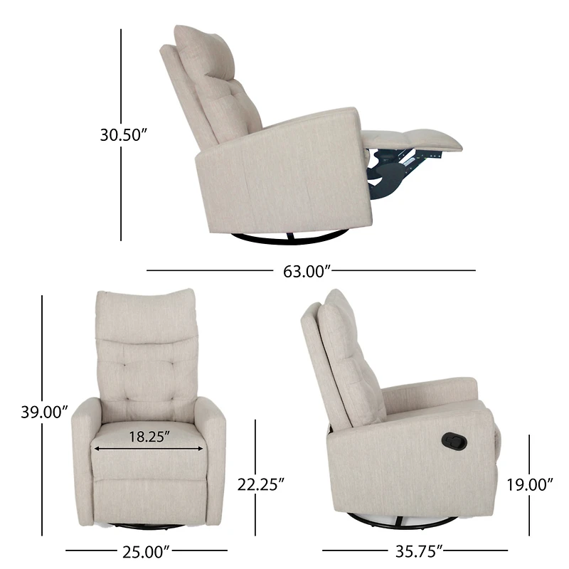 Streamdale Contemporary Push-Back Recliner with Glide and Swivel