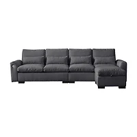 Streamdale Elegant Chenille Sofa with Reversible Ottoman and Built-in Usb Ports