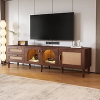 Streamdale Multifunctional Tv Stand with Rattan Drawers and Ample Storage