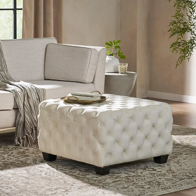 Streamdale Modern Glam Velvet Ottoman with Button-Tufted Diamond Stitch