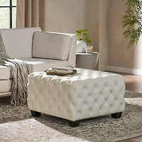 Streamdale Modern Glam Velvet Ottoman with Button-Tufted Diamond Stitch