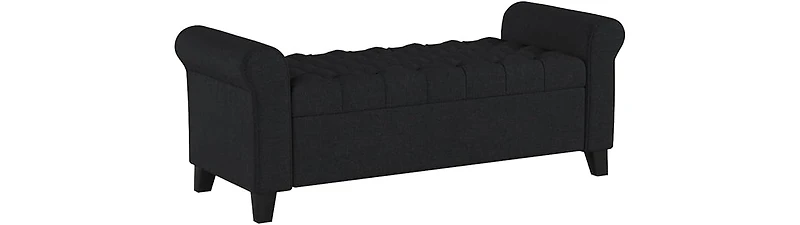 Streamdale Contemporary Button-Tufted Storage Ottoman with Rolled Arms