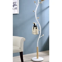 Streamdale Furniture Arles Metal Whtie and Oak Standing Coat Rack