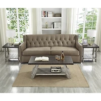 Streamdale Furniture Contemporary 3-Piece Wood Shelf Coffee Table Set in Weathered Walnut and Gray