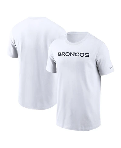 Nike Men's White Denver Broncos Primetime Wordmark Essential T-Shirt