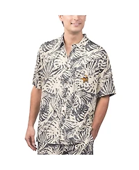 Margaritaville Men's Black Minnesota Vikings Sand Washed Monstera Print Party Button-Up Shirt
