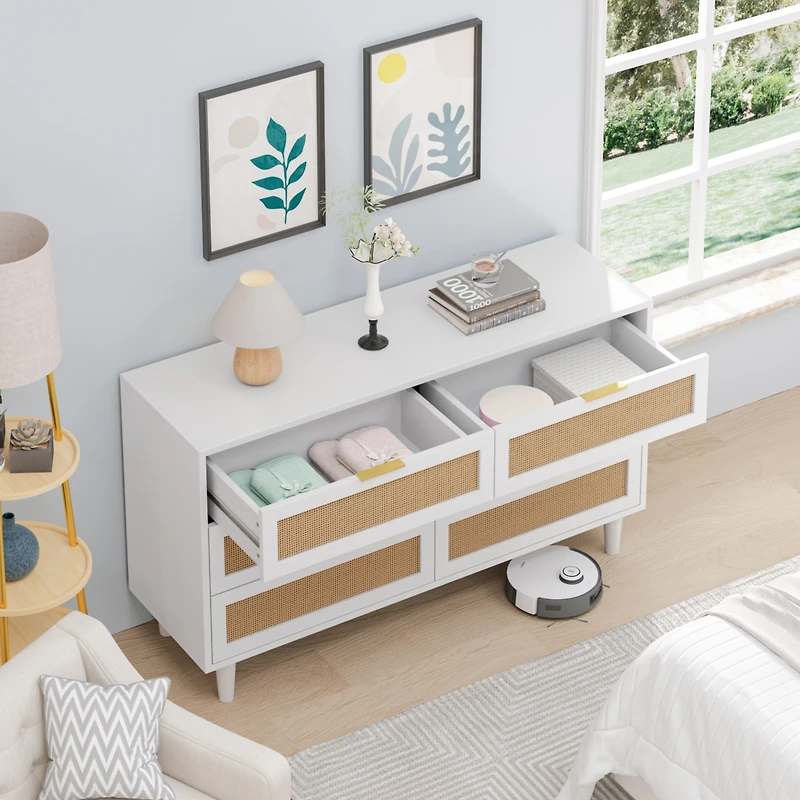 Streamdale Furniture Stylish Rattan Dresser with Ample Storage and Modern Design