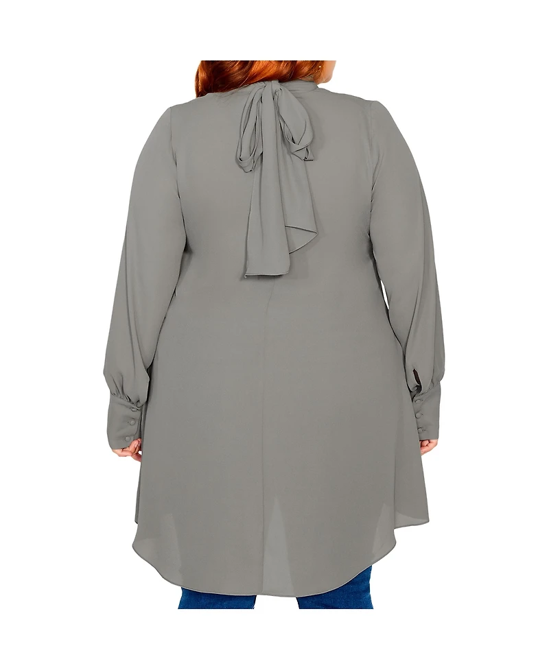 City Chic Women's Neck Tie Tunic Top