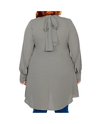 City Chic Women's Neck Tie Tunic Top
