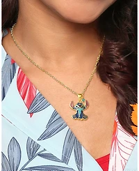 Disney Stitch Silver Plated Enamel & Blue Crystal Sitting Stitch Pendant