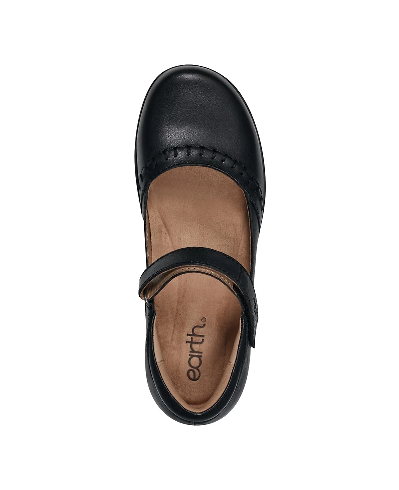 Earth Women's Kalece Leather Stitched Mary Jane Flats