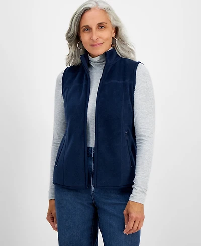 Style & Co Petite Polar Fleece Vest, Created for Macy's