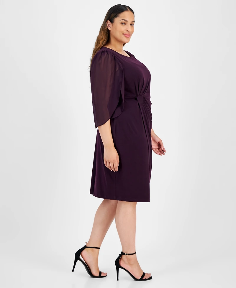 Connected Plus Chiffon-Sleeve Sheath Dress
