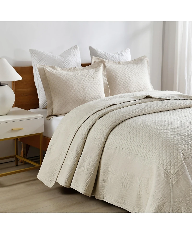 MarCielo 3 Pcs 100% Cotton Oversized Bedspread Quilt Set Tm -King