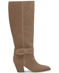 Lucky Brand Women's Risvin Bow Whipstich Tall Knee High Heel Boots