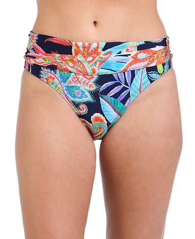 La Blanca Women's Tropidelic Paisley Shirred-Waist Bikini Bottoms
