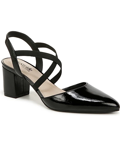 LifeStride Women's April Block Heel Ankle Strap Slingback Pumps
