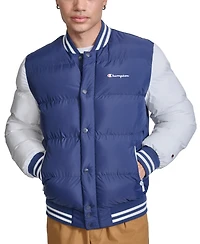 Champion Men's Quilted Full-Zip Varsity Puffer Jacket
