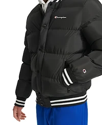 Champion Men's Quilted Full-Zip Varsity Puffer Jacket
