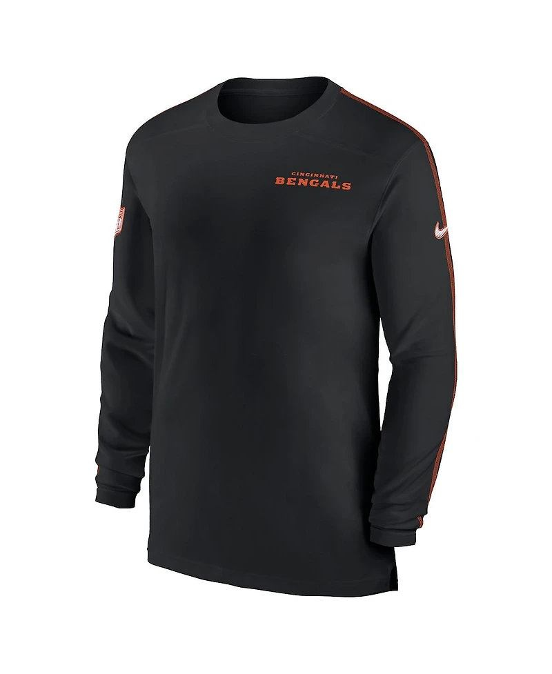 Nike Men's Black Cincinnati Bengals Sideline Coach Uv Performance Long Sleeve T-Shirt