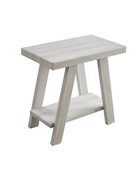Streamdale Furniture Wood Shelf Side Table in White Finish