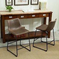 Streamdale Furniture Vintage Pu Leather Counter Height Stools, Set of 2